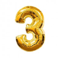 Воздушный шар цифра "3" золотая